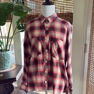 Levi's Red and White Button Down Shirt Relaxed Fit